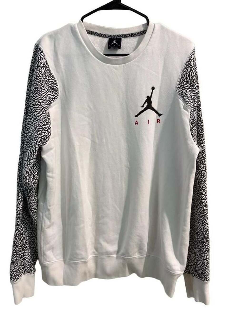 Jordan Jumpman Crewneck Sweatshirt Size L White Elephant Print Sleeves